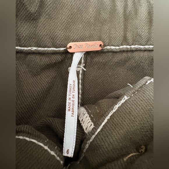 Size 6 Free People Army Green Paper Bag Tie Waist Splendor in the Grass Skirt - Picture 2 of 7